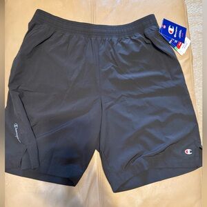 Champion Authentic men’s unisex black shorts, large moisture wicking fabric NWT